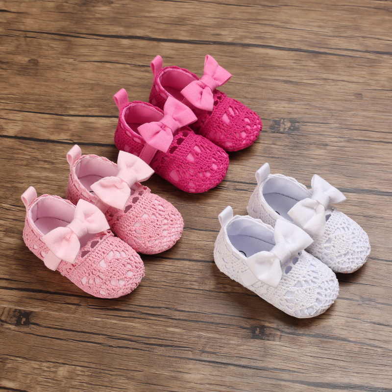 Primavera y otoño zapatos de niño para 0-1 años encaje bebé niñas zapatos suave suela Bebé Zapatos de una sola pieza entrega