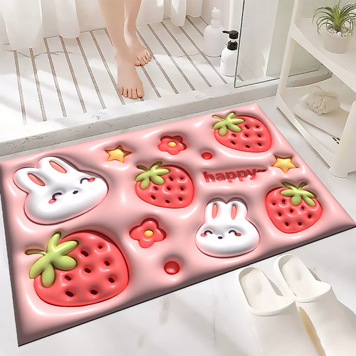 Nappa leather floor mat non-slip naked eye 3D bathroom foot mat toilet door mat bedroom living room diatom mud carpet