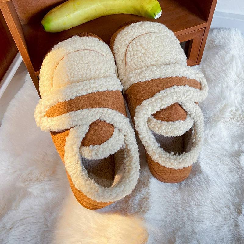 Все включено, теплые осенне-зимние креативные хлопковые тапочки на каблуке с флисовой подкладкой, женские популярные уличные хлопковые туфли с мягкой подошвой в стиле лефу горох