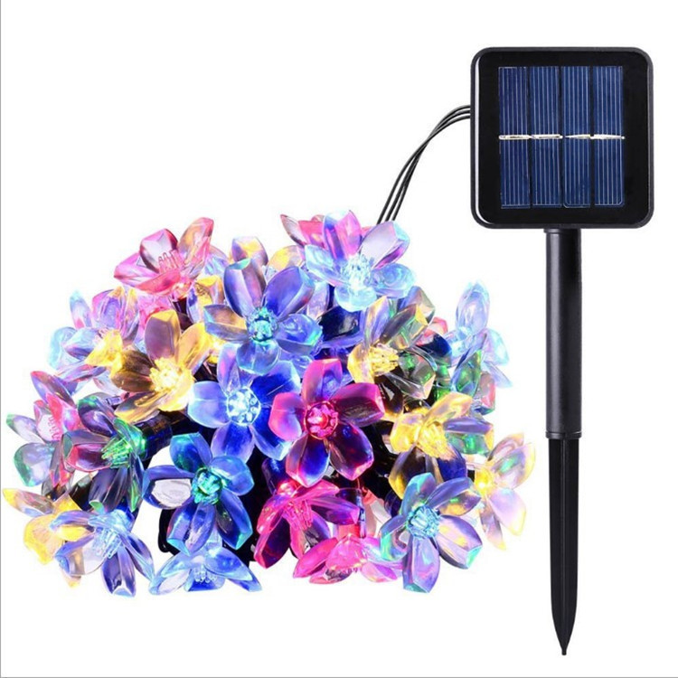 Cross-Border Led Outdoor Waterproof Cherry Blossom Solar String Lights Courtyard Decoration Atmosphere Colorful Lights Starry Sky Decorative Lights
