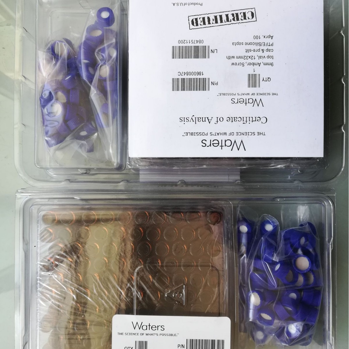 186000847C沃特世2ml棕色螺口样品瓶包含瓶盖及预开口隔垫