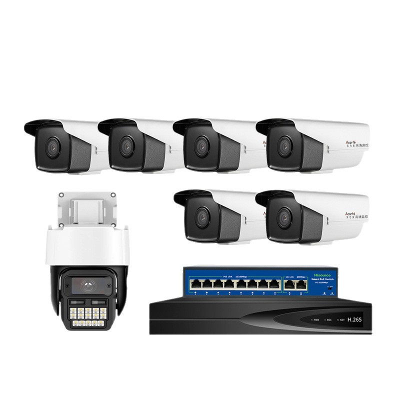 Powerful 5 megapixel POE surveillance camera kit outdoor waterproof belt ball machine intercom high resolution monitor complete set