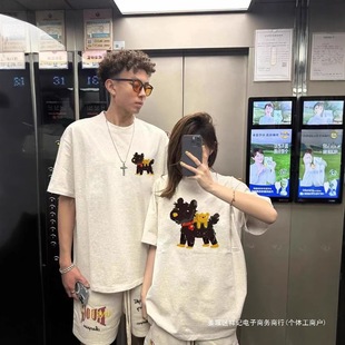Summer Pure Cotton Short-Sleeved T-Shirt Couple Wear Lazy Style Loose Niche Design Tops for Men and Women Student Trendy Brand Class Uniforms