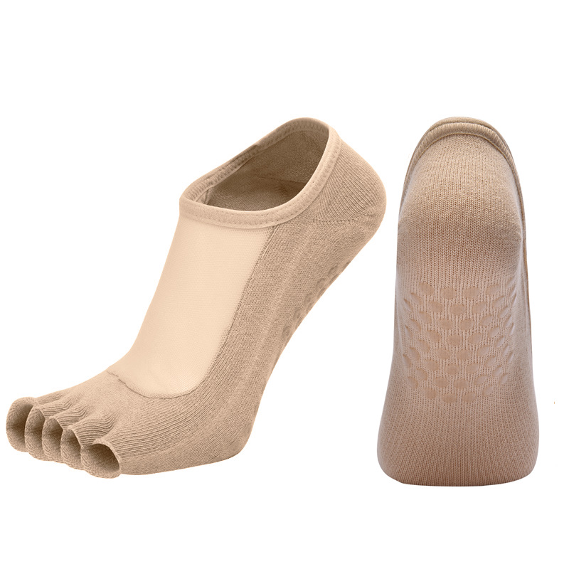 Calcetines de Yoga de Cinco Dedos para Mujer de Algodón, Antideslizante, Absorbente de Sudor, para Yoga