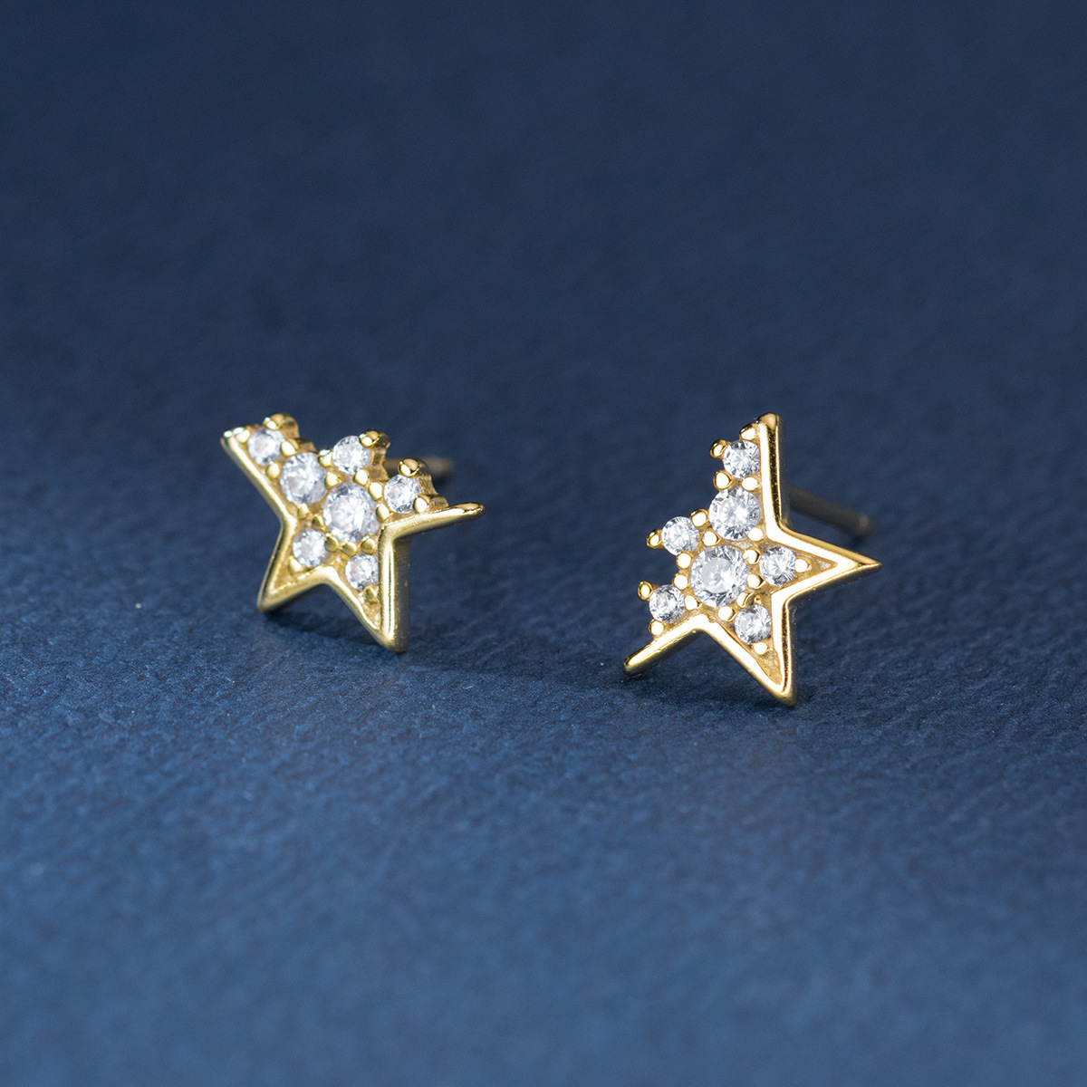 1 Pair Simple Style Star Inlay Sterling Silver Zircon Ear Studs display picture 2