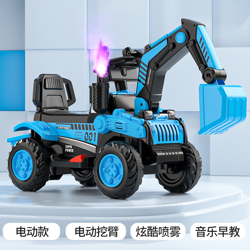 Excavadora de juguetes eléctricos para niños 1 - 5 años de edad coche de ingeniería puede sentarse en excavadora eléctrica de control remoto grande