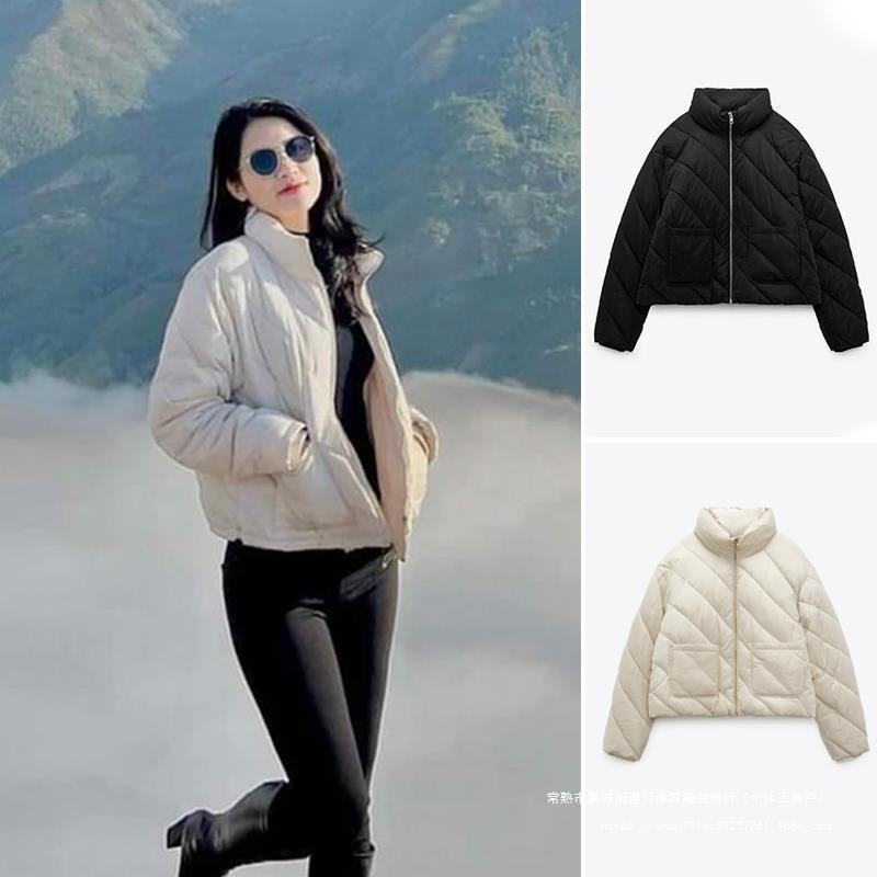 BZL23 line twill New loose warm cotton-padded jacket chic 22229 autumn and winter jacket stand collar 2049 long sleeves