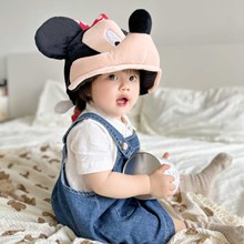 ins韓風新款可愛賣萌米奇米妮卡通兒童公仔帽 寶寶毛絨帽頭套帽子