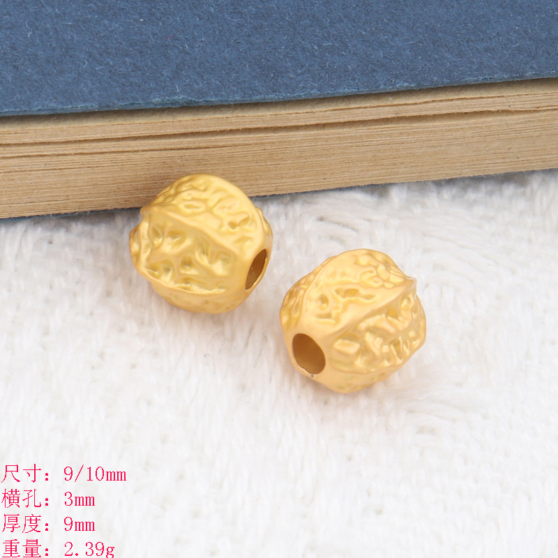 diy飾品配件 古法沙金核桃珠金錢珠蓮花珠正方形隔珠手鍊手機掛件