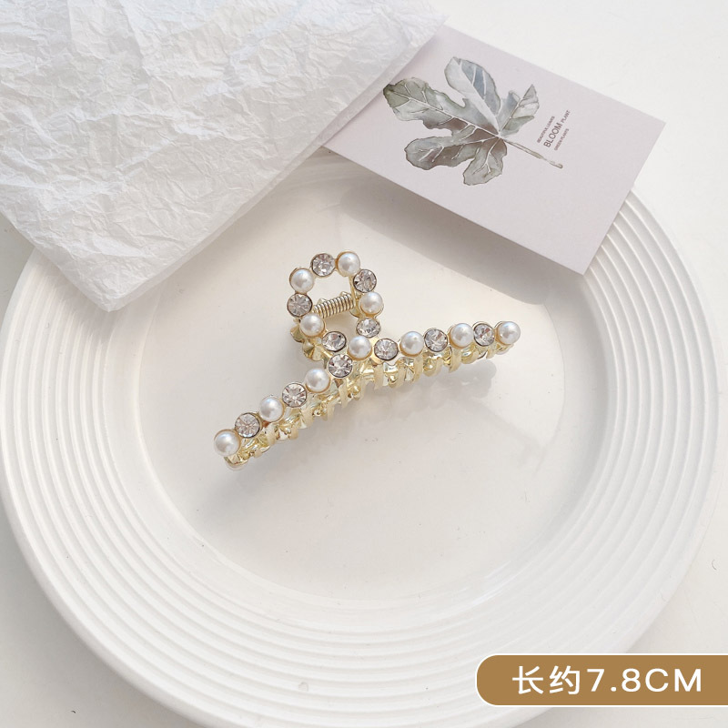 Celebridad de Internet 2024 Nueva Perla grande horquilla clip de pelo hembra Cabeza trasera horquilla tocado clip avanzado clip de tiburón