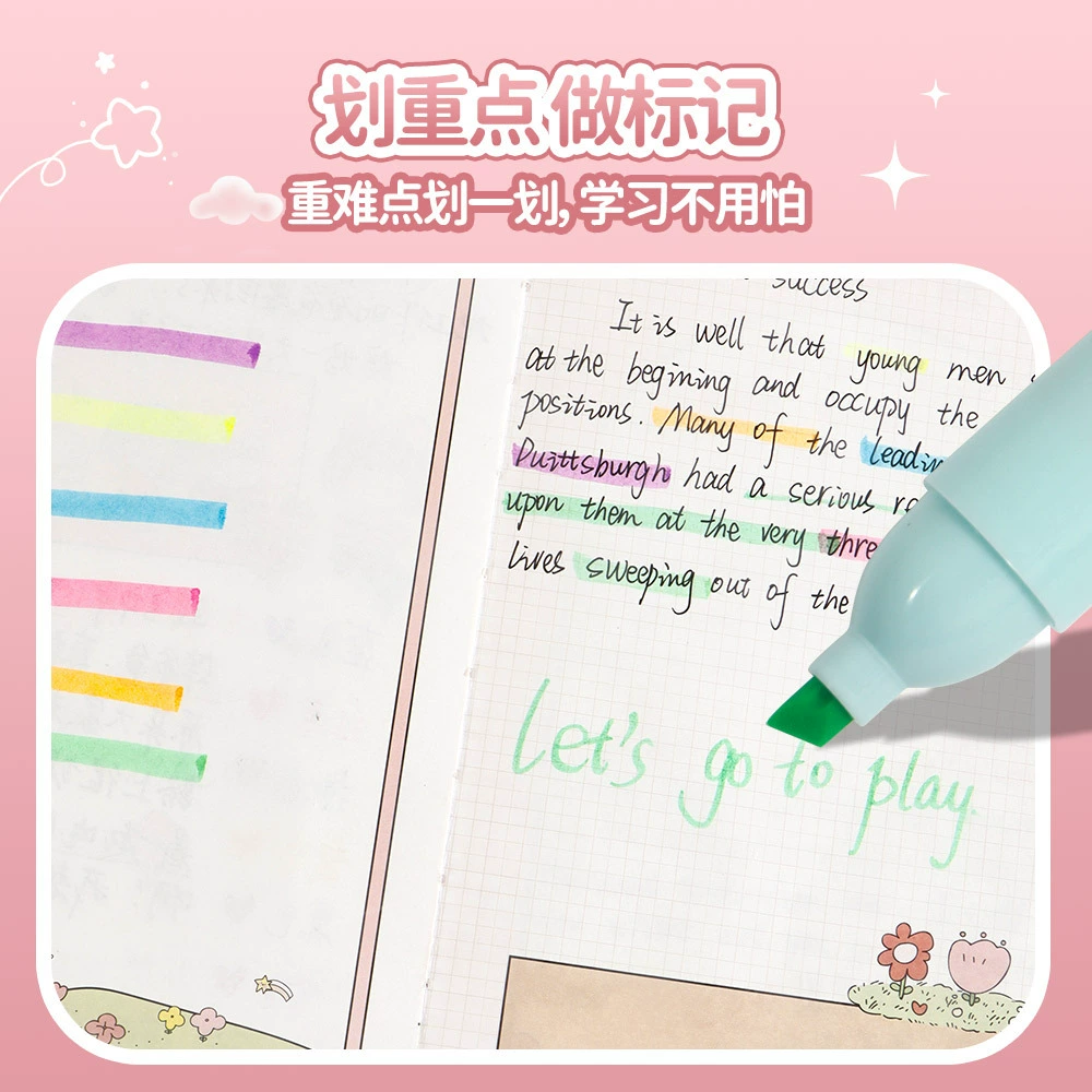 Cute small fluorescence marker for students, children's crayons, set
