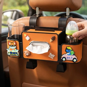 Car Seat Back Storage Box Cartoon Cute Multifunctional Tissue Box Mobile Phone Holder Hanging Rear Storage Box