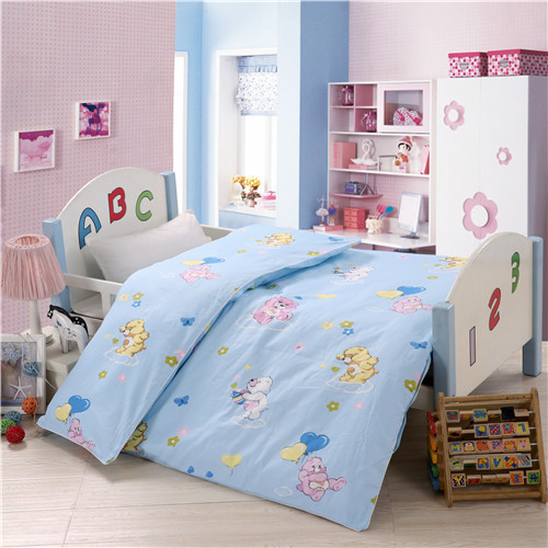 格湘雅卡通蓝色小熊六件套幼儿园学生棉被三件套|ms