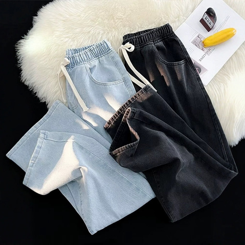 Jeans for Southeast Asian Spring and Autumn Seasons, Floor-Length Men's American Street Style Casual Pants, Loose Straight Leg Long Pants