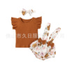 Colored set for new born girl's, bodysuit, trousers, European style, flowered