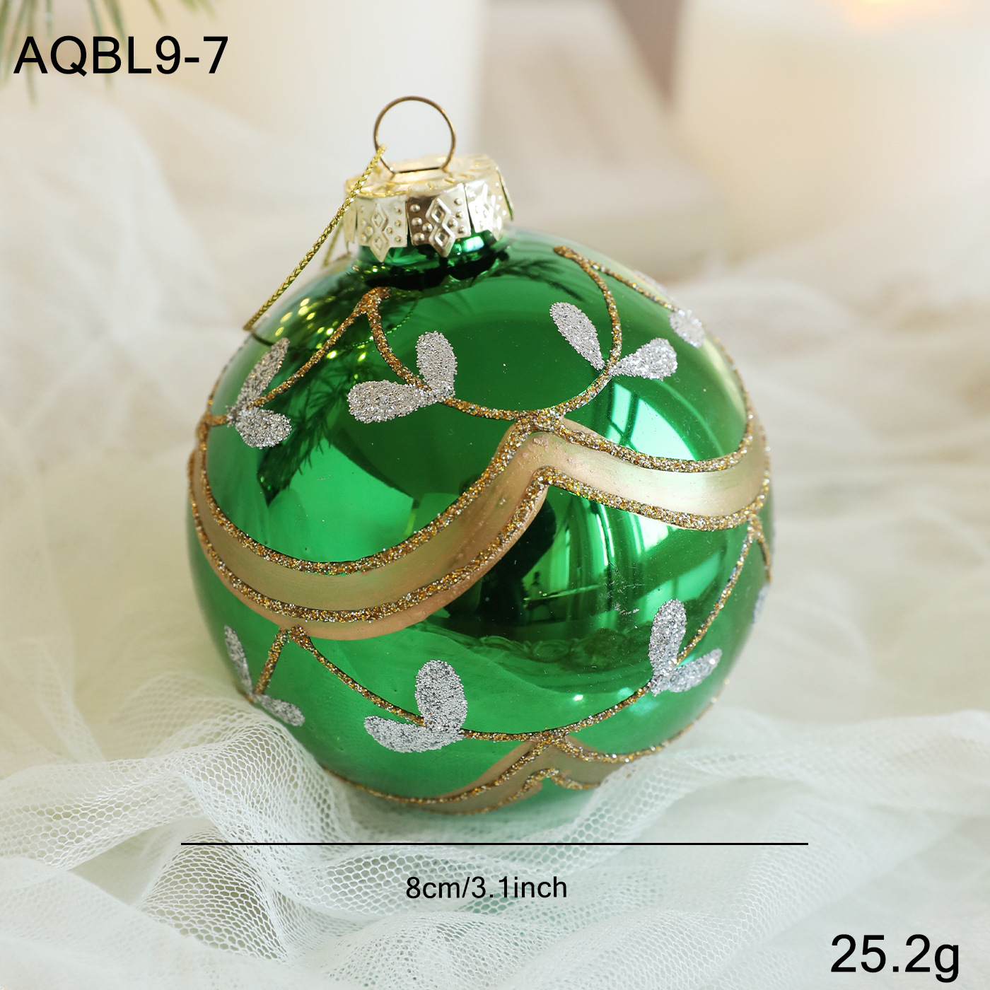 Bola de vidrio de color de 8cm esparciendo bolas colgantes en polvo decoración del árbol de Navidad decoración del colgante de bola hueca disposición del Festival