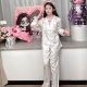 YD Home Clothes 2024 New Cute Bow Cat Ice Silk Pajamas Women's Spring and Autumn Long Sleeve Silk suit