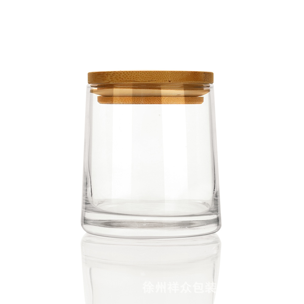 Color brillante, gran fragancia de barriga, taza de almacenamiento de vidrio transparente multifuncional con tapa de madera image 8