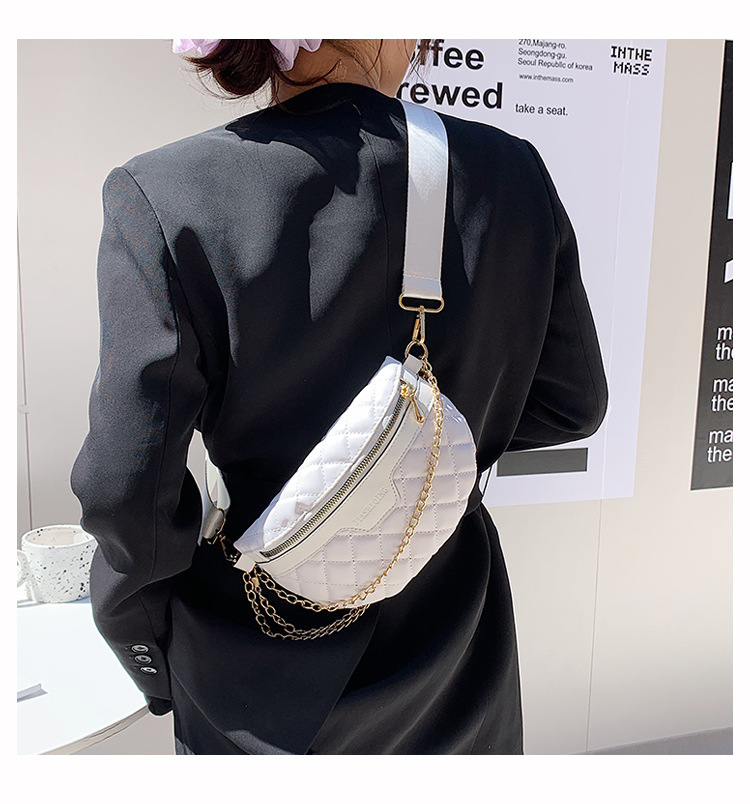 Women's Casual Wide Strap Chest Bag Rhomboid Embroidery Thread Bag display picture 8