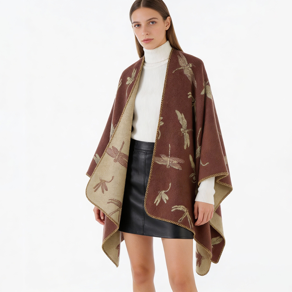 Alta sensación de otoño y invierno nuevo tipo de amplio chal de invierno femenino simple retro chal cálido venta al por mayor transfronteriza