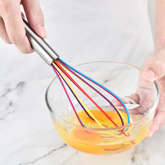 Tube handle food grade silicone egg beater stainless steel egg mixer baking manual egg mixer cream whipper