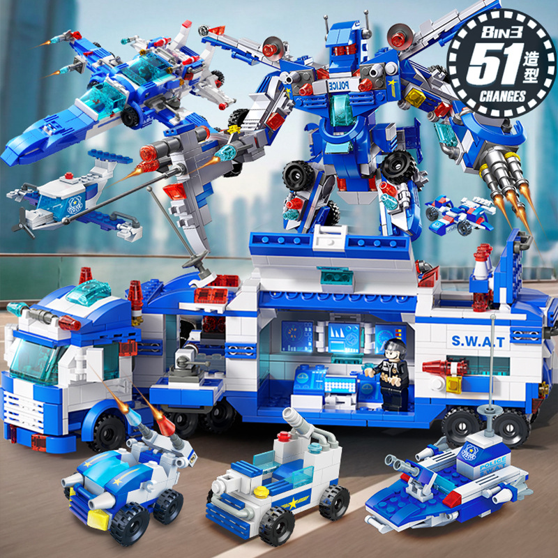 99904 파란색과 흰색 변형 자동차