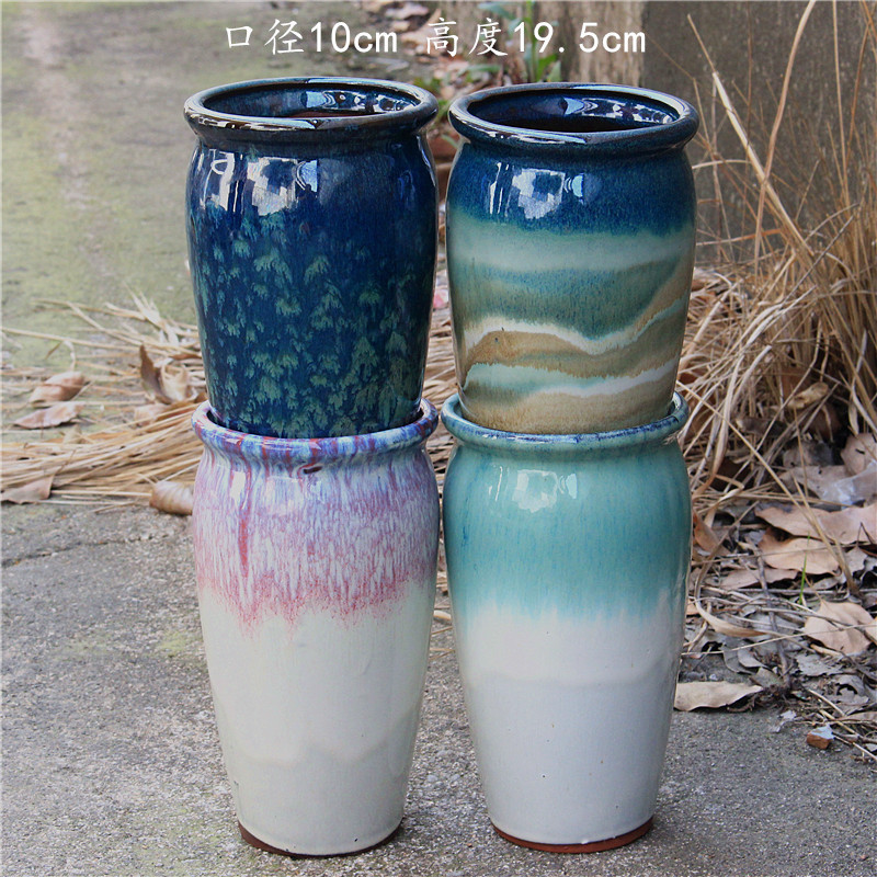 Handmade fleshy flowerpot mushroom pot straight tube stoneware breathable fleshy plant old pile pot pottery pot creative mage flowerpot