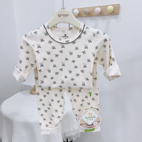 New Boneless Craft Children's Lycra Cotton Autumn Clothes and Pants Suit Baby Pajamas Boys and Girls Home Clothes