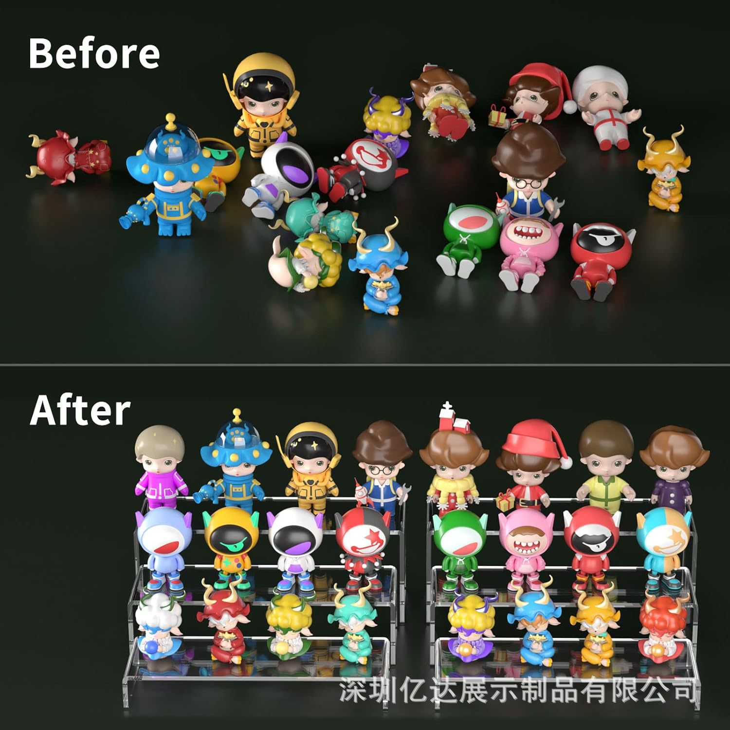 亚克力透明矩形展示架,适用于纸杯蛋糕宝石、小雕像收藏品展示架