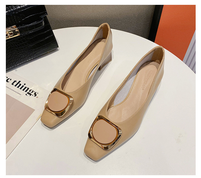 Women's Square Toe Mid-heel Loafers In Real Cowhide Leather_voghion.com