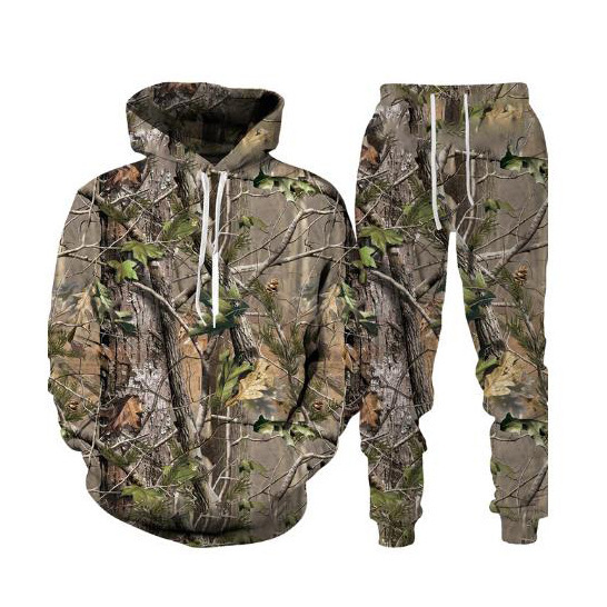 Pantaloni con cappuccio da uomo da campeggio da pesca stampati in 3D, set casual_voghion.com