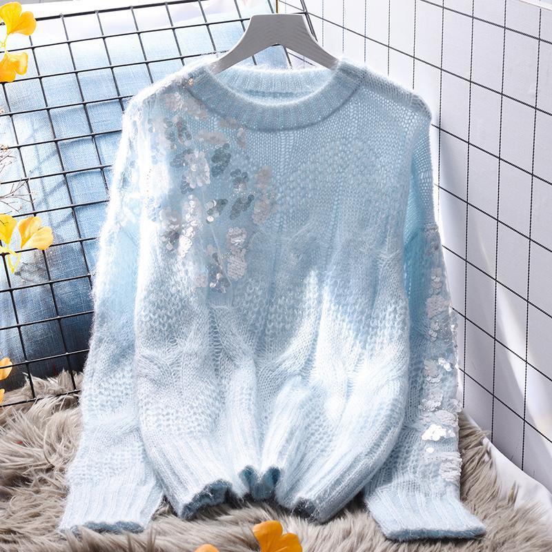 Spring blue knitted sweater