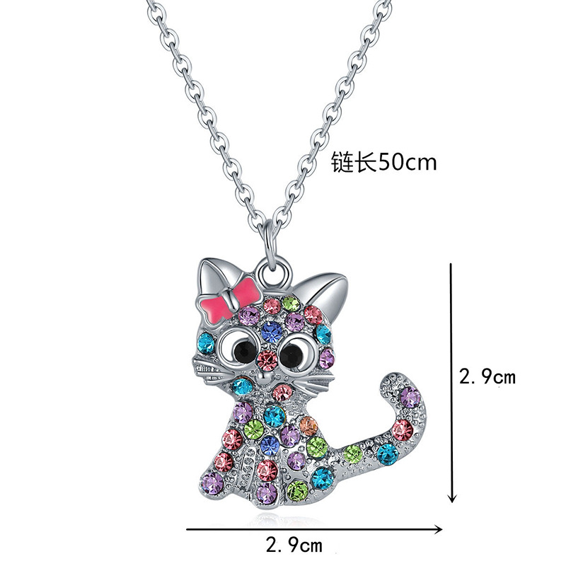 Cartoon Style Cat Alloy Plating Inlay Artificial Gemstones Women's Necklace display picture 1
