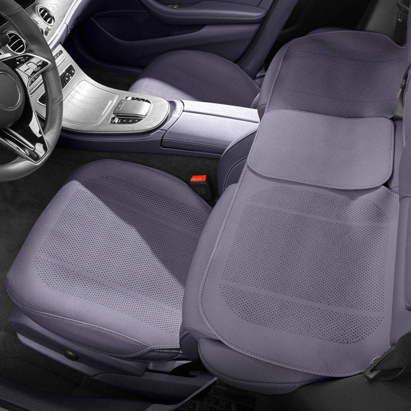 新しいナッパレザーのカーシートクッション、オールシーズン対応の薄型通気性のある穴あき車のインテリアシートカバー、夏用シートクッション|undefined