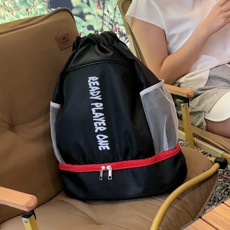 新款户外钓鱼背包防水运动双肩包大容量健身包双层干湿分离篮球包