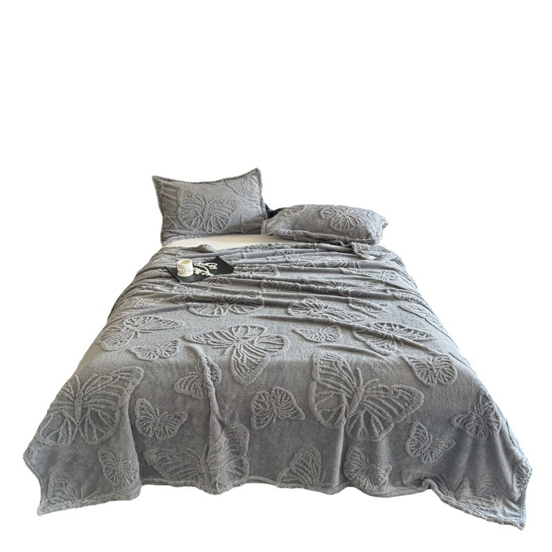 Torre de viento de lujo ligero transfronterizo Fufu terciopelo color sólido jacquard multifunción manta manta manta de sofá de mariposa jacquard de una sola capa manta al por mayor