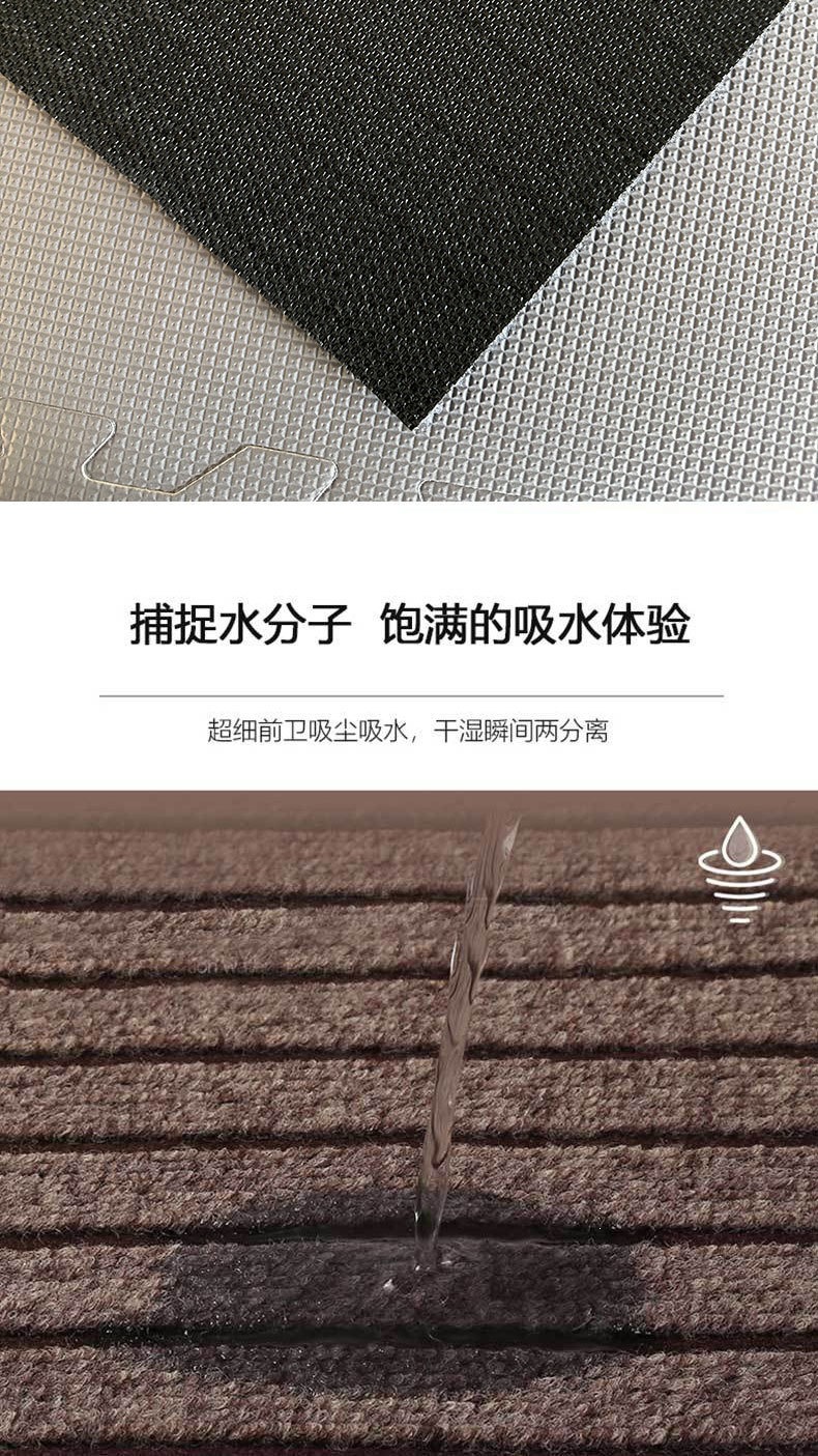 Cuttable TPE Door Mat 60x90cm Grey Striped Non Slip Water Absorbent Entryway Rug quality and texture