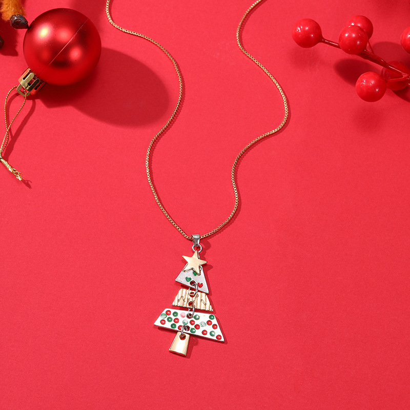 Nuevo árbol de Navidad de aleación transfronteriza pendientes largos de fiesta de mujeres pendientes de moda collares joyas de orejas navideñas