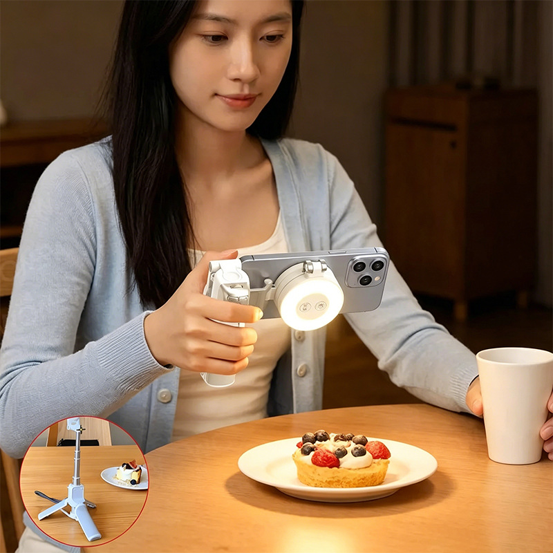 Tripode para Selfie con Sujecion Magnetica, Aleacion de Aluminio, Conexion Bluetooth, Luz de Relleno image 3