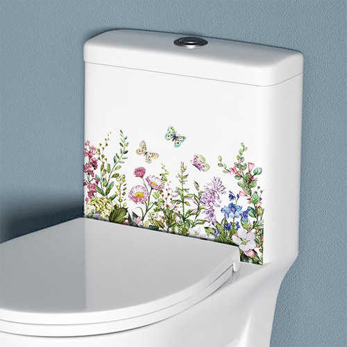 Travel & Comfort MT23071 Floral Dream Butterfly Toilet Sticker, Waterproof Bathroom Wall Decal for Toilets and Bathrooms
