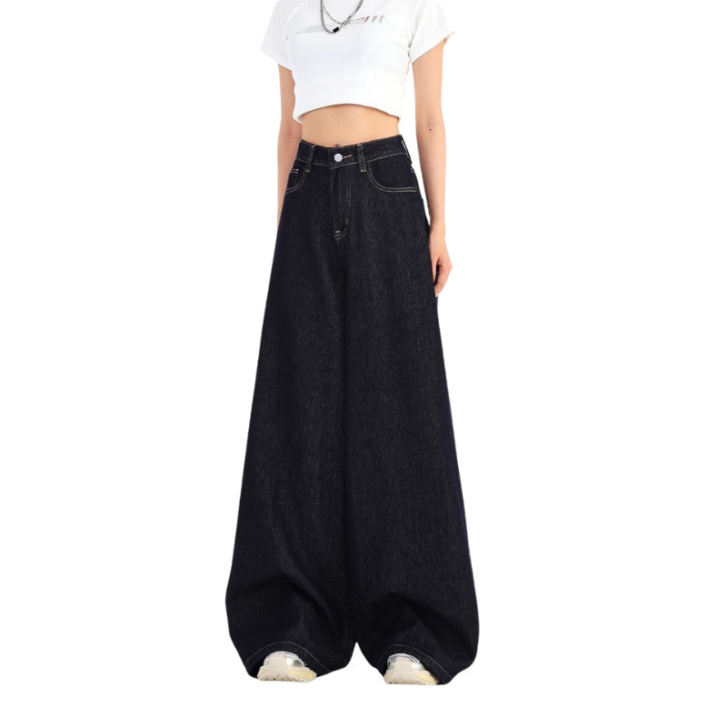 Denim Factory Customized Oem/Odm Denim Blue Tencel Wide Leg Jeans Retro Loose Drape Lazy Straight-Leg Leg Denim Factory Customized Oem/Odm Denim Blue Tencel Wide Leg Jeans Retro Loose Drape Lazy Straight-Leg Leg