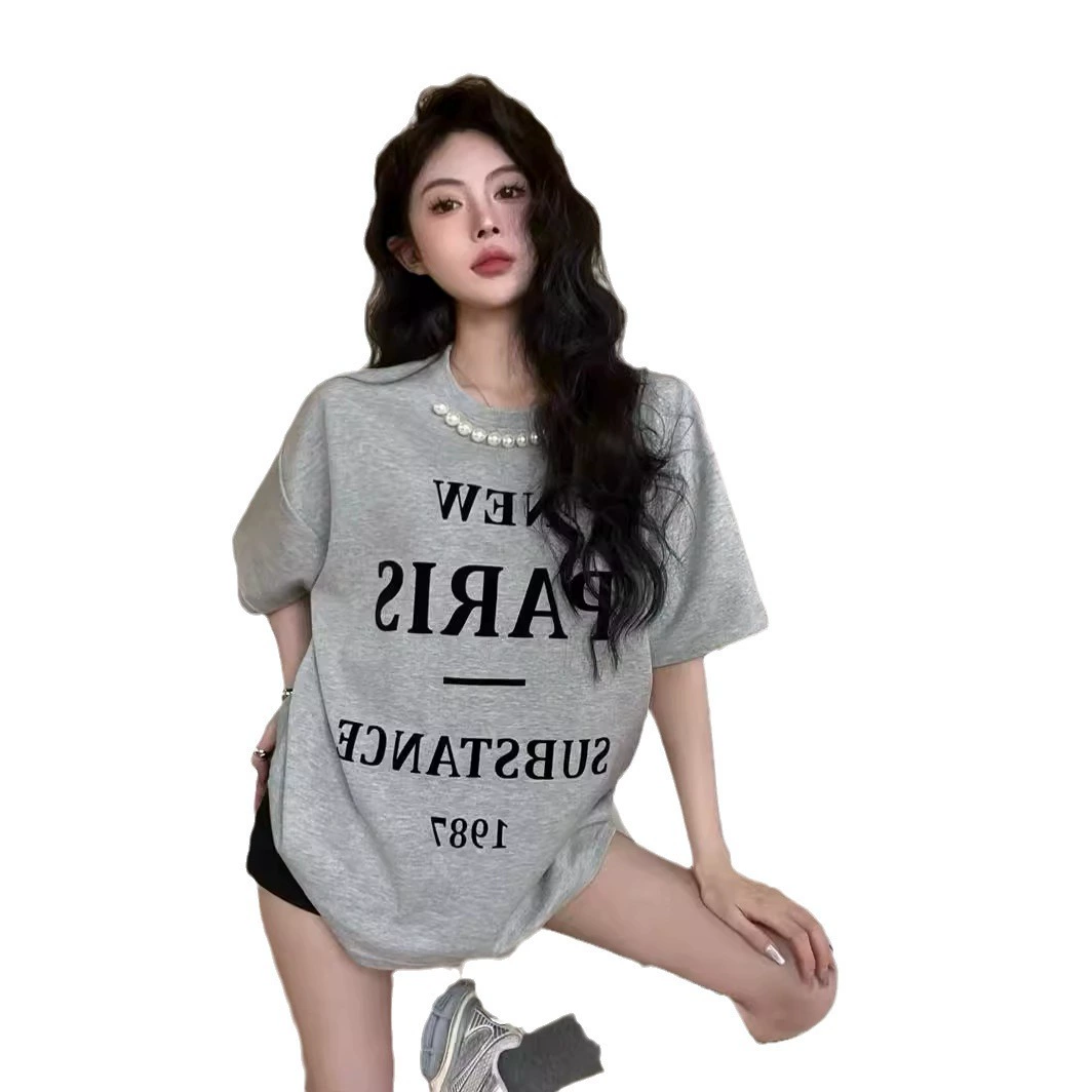 Футболка oversize American style, круглый ворот, летний повседневный крой