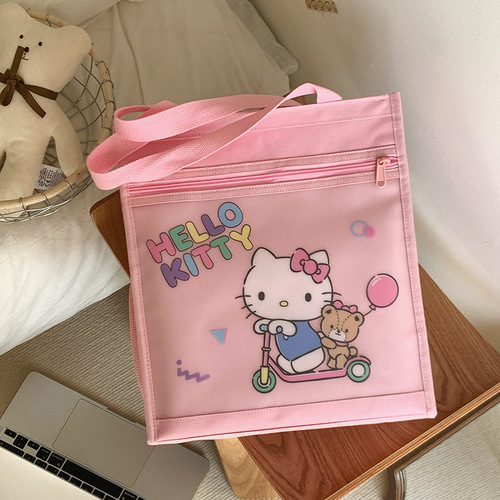 Sanrio Official Factory Wholesale Hello Kitty Tutoring Bag for Girls, Cute Cartoon Handbag for Children, Study Supplement Bag