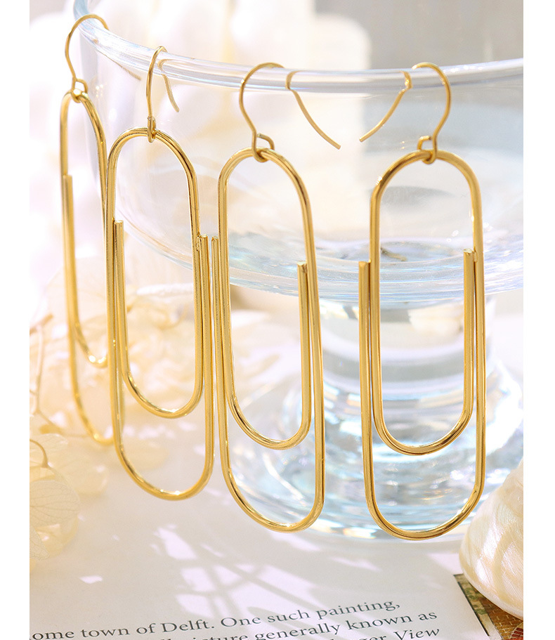 Simple Geometrical Pin Buckle Earrings Long Earrings Jewelry display picture 2