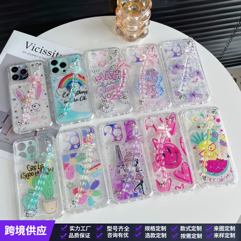 South America Anti-fall Frame iPhone16 Phone Case Apple 15Promax Drop Glue 14PC Bracelet Diamond Three-in-One