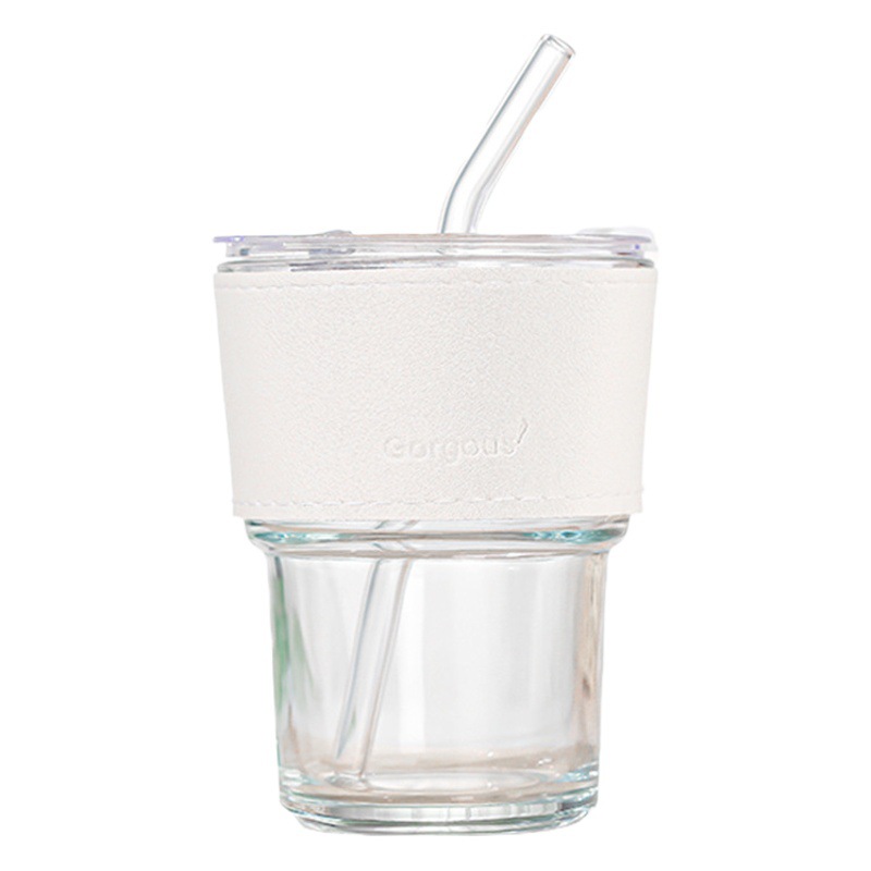 Net red creative slub cup suction tube cup glass cup coffee cup student cup push advertising gift cup wholesale