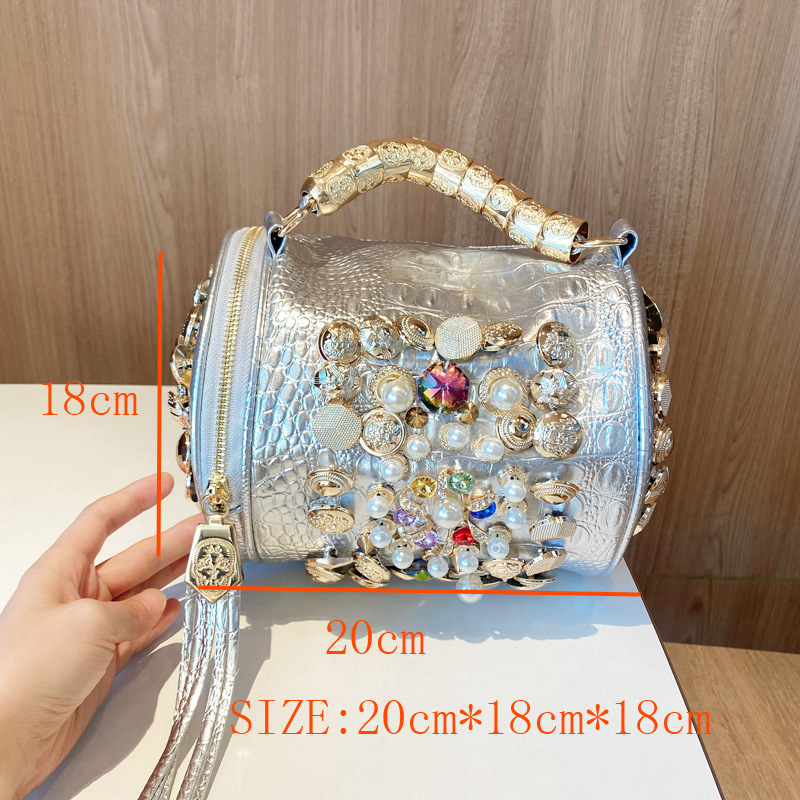 Handmade Rhinestone Cylinder Bag 3