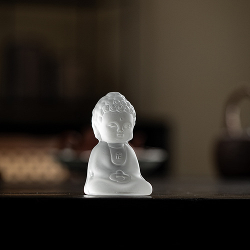 Ancient glass monk tea pet ornaments Zen glass Tathagata small Buddha statue Kung Fu tea set tea tray tea ceremony accessories