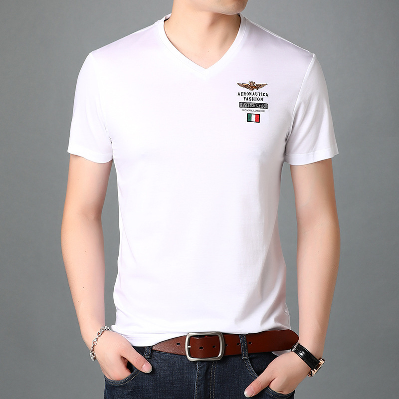 Einfarbiges, atmungsaktives Sweatshirt mit V-Ausschnitt für junge und mittelalte Männer, herzförmiger Ausschnitt, halbärmeliges, trendiges Oberteil aus Eisseide_voghion.com