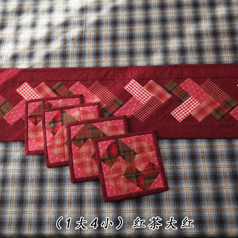 Primer paño teñido estera de té hecho a mano DIY patchwork corredor de mesa bordado Lu bordado estera de la placa de té Zen camino de mesa té arte de la vendimia toalla de té